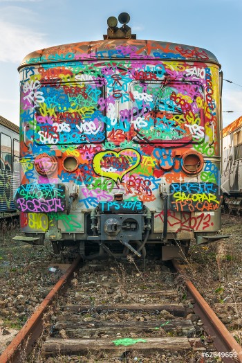 Picture of Heavy tagged abandoned train